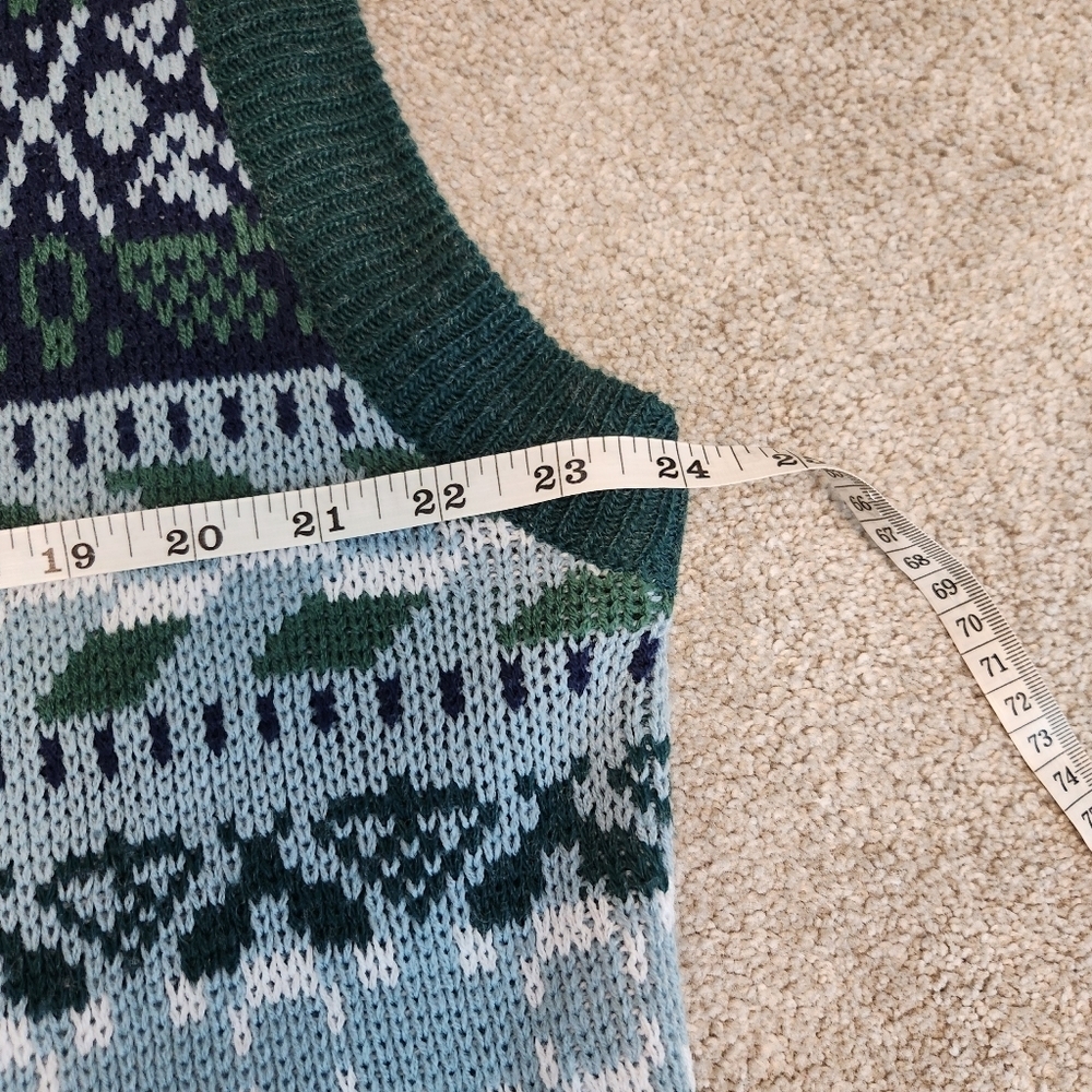 Estate Vintage 90s Sweater Vest Button Front Cardigan Geometric Print Size M - Picture 6 of 10
